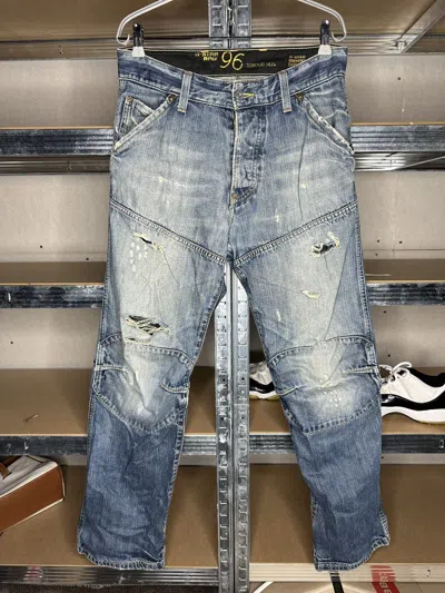 Pre-owned G Star Raw X Military 32/32 Vintage G Star Trashed Distressed Denim Jeans Pants In Blue