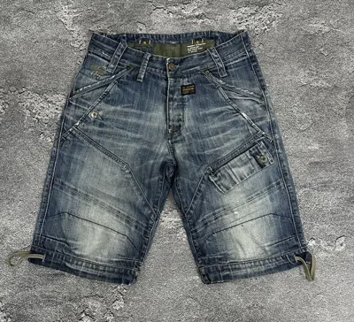 Pre-owned G Star Raw X Vintage G-star Multipocket Wash Denim Distressed Shorts Y2k In Multicolor