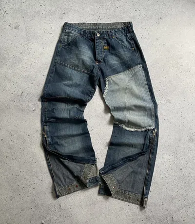 Pre-owned G Star Raw X Vintage G Star Vintage Patchwork Distressed Jeans Avant Garde Pants In Denim