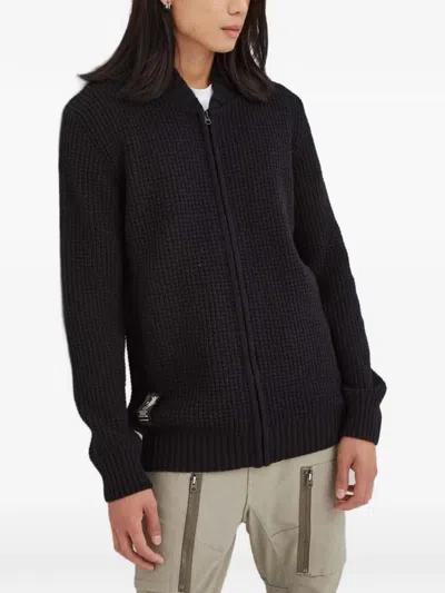 G-star Raw Zipped Knitted Cardigan In Black