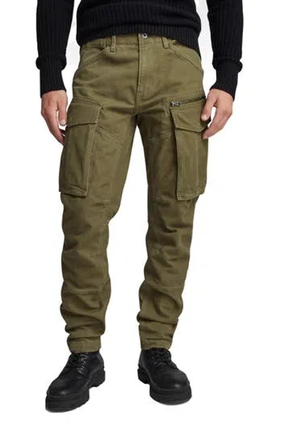 G-star Rovic 3d Tapered Cotton Cargo Pants In Dark Olive