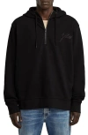 G-star Script Logo Organic Cotton Blend Quarter Zip Hoodie In Black