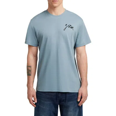 G-star Script Organic Cotton Graphic T-shirt In Blue