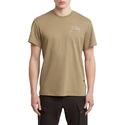 G-star Script Organic Cotton Graphic T-shirt In Brown