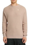 G-star Serrated Organic Cotton Crewneck Sweater In Linen