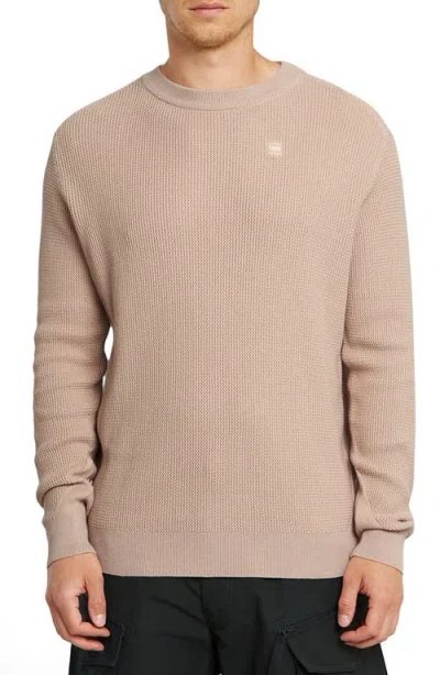 G-star Serrated Organic Cotton Crewneck Sweater In Linen