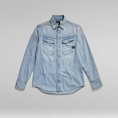 G-star Shirts Man  D23616-d252 Slim Denim G342 Sun Faded Blue Mist