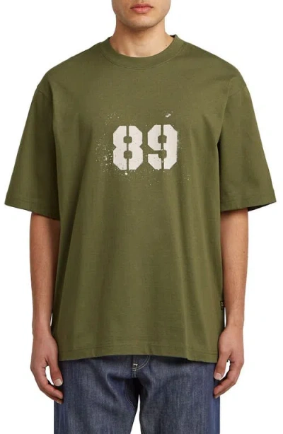 G-star Sprayed 89 Boxy Organic Cotton Graphic T-shirt In Green