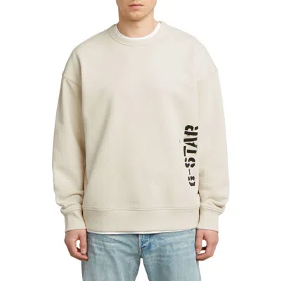 G-star Sprayed 89 Loose Organic Cotton Crewneck Sweatshirt In Neutral