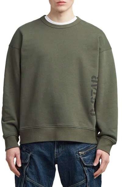 G-star Sprayed 89 Loose Organic Cotton Crewneck Sweatshirt In Green