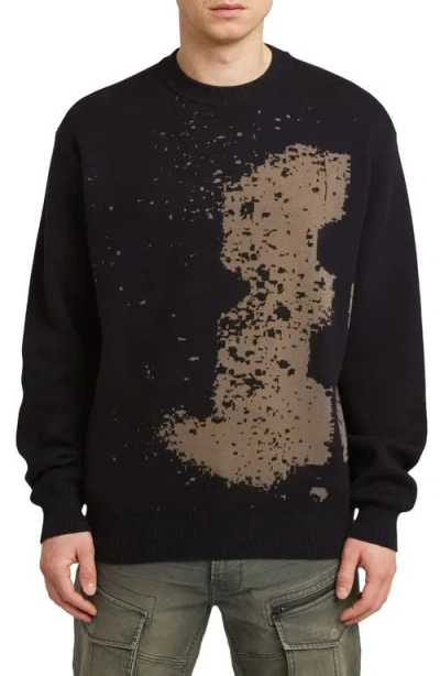 G-star Sprayed 89 Relaxed Organic Cotton Crewneck Sweater In Black
