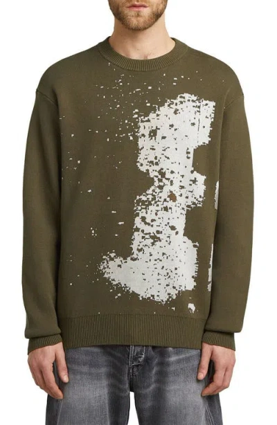 G-star Sprayed 89 Relaxed Organic Cotton Crewneck Sweater In Brown