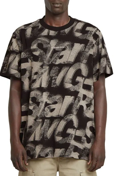 G-star Sprayed Letters Loose Organic Cotton T-shirt In Light Chalk Sprayed Letters