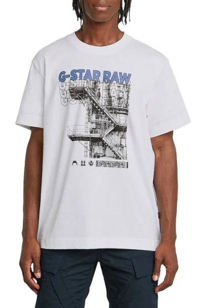 G-star Stairs Gr Loose Fit Organic Cotton Graphic T-shirt In White