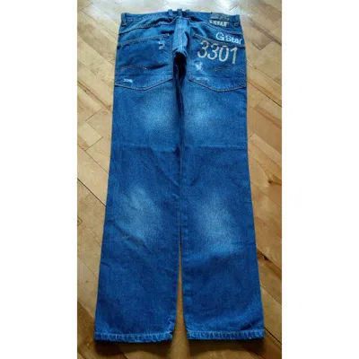 Pre-owned G-star Typography Pants Flared Baggy Denim Goth Gs Raw In Blue