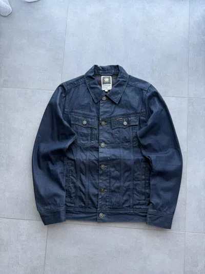 Pre-owned G-star Vintage Y2k G Star Raw Denim Jacket Biker Trucker Avantgarde In Blue