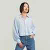 G-star Women's Shirts  D26579-d925 Macro Baloon Shirt H065 Deep Wave Micro Stripe In Blue