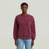 G-star Women's Sweatshirt  D27173-d969 Washed Online Script H732 Maroon Smokey In Pink