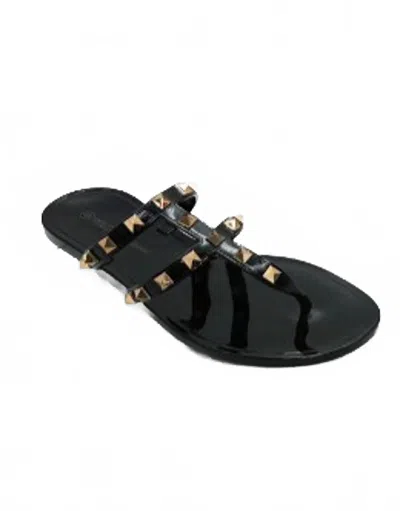 G Stylez Women's Studded Flat Sandal In Black