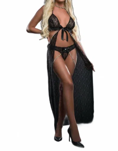 G World Collection Pearl Chain Flyaway Nightgown In Black