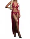 G World Collection Pearl Chain Flyaway Nightgown In Red Berry In Multi