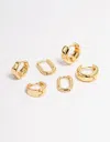 G05e Gold Plated Basic Huggie Earrings 6-pack In Silver