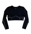 Ga Performance Women's Athletic Long Sleeves Gym Crop Top In Black In Black