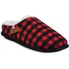 Gaahuu Buffalo Check Faux Shearling Lined Slipper In Black/red