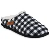 Gaahuu Buffalo Check Faux Shearling Lined Slipper In Black/white