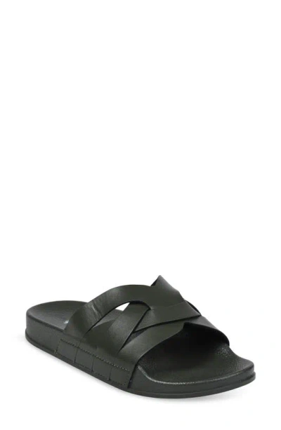 Gaahuu Crisscross Strap Slide Sandal In Black