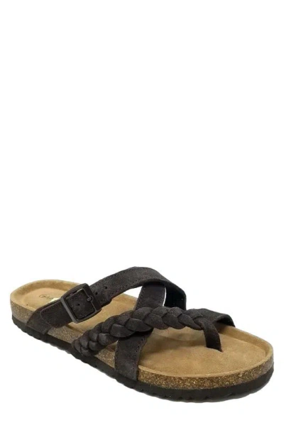 Gaahuu Leather Braided Strappy Sandal In Brown