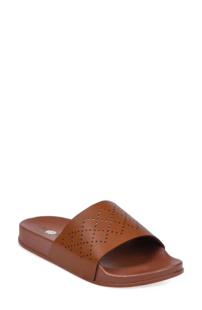 Gaahuu Perforated Slide Sandal In Brown