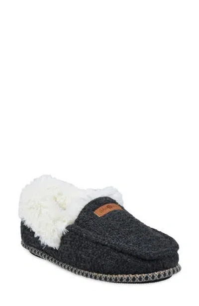 Gaahuu Textured Knit Faux Shearling Lined Slipper In Gray