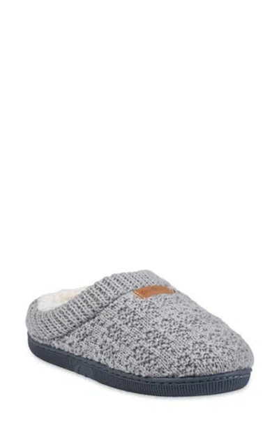 Gaahuu Textured Knit Faux Shearling Lined Slipper In Grey