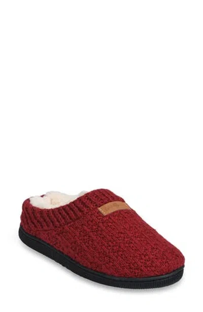 Gaahuu Textured Knit Faux Shearling Lined Slipper In Ruby Red
