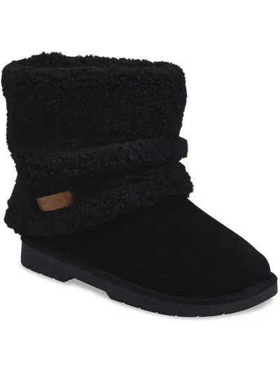 Gaahuu Womens Faux Suede Cozy Winter & Snow Boots In Black