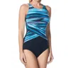Gabar Hydrofinity Ikat High Neck One Piece In Blue In Blue