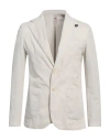 Gabardine Man Blazer Ivory Size 38 Cotton, Linen, Elastane In White
