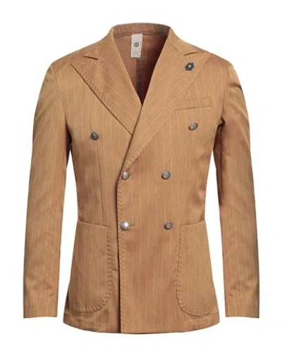 Gabardine Man Blazer Mustard Size 40 Polyester, Elastane, Viscose In Yellow