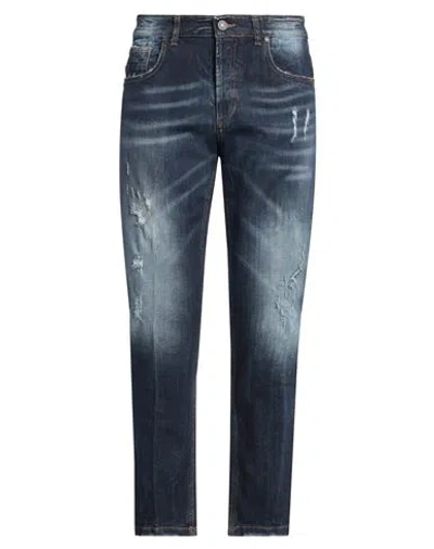 Gabardine Man Jeans Blue Size 35 Cotton, Elastane