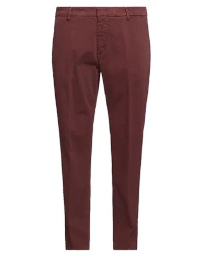 Gabardine Man Pants Burgundy Size 40 Cotton, Elastane In Red