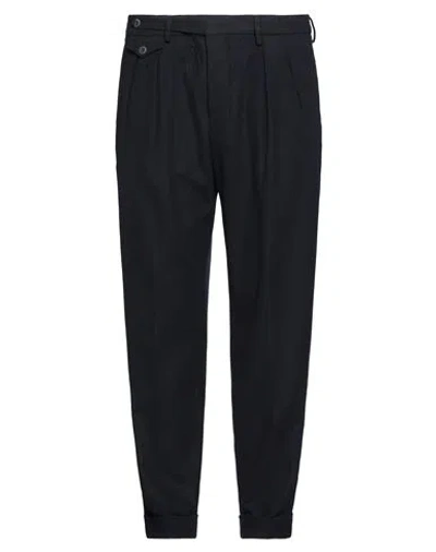 Gabardine Man Pants Midnight Blue Size 42 Polyester, Wool, Viscose In Black