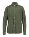 Gabardine Man Shirt Military Green Size Xl Cotton In Green
