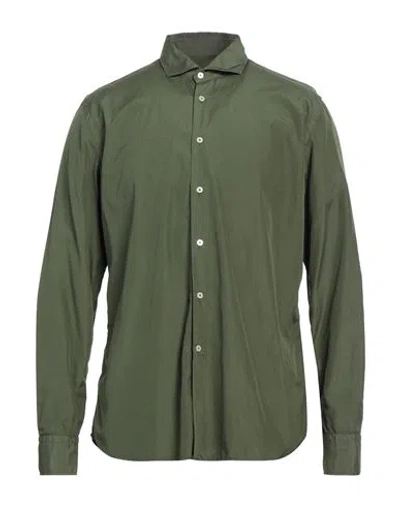 Gabardine Man Shirt Military Green Size Xl Cotton