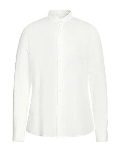 Gabardine Man Shirt White Size L Viscose, Linen In White