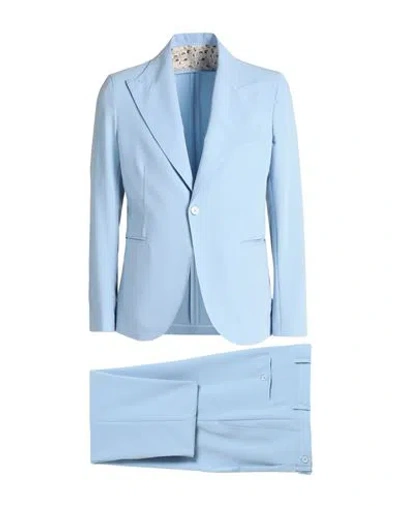 Gabardine Man Suit Sky Blue Size 38 Polyester, Viscose, Elastane