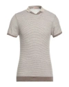 Gabardine Man Sweater Light Brown Size 3xl Linen, Polyamide In Beige