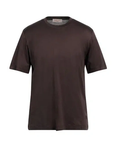 Gabardine Man T-shirt Dark Brown Size Xl Cotton In Brown