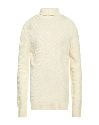 Gabardine Man Turtleneck Cream Size Xxl Wool, Acrylic In White