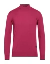 Gabardine Man Turtleneck Magenta Size Xl Merino Wool, Acrylic In Magenta